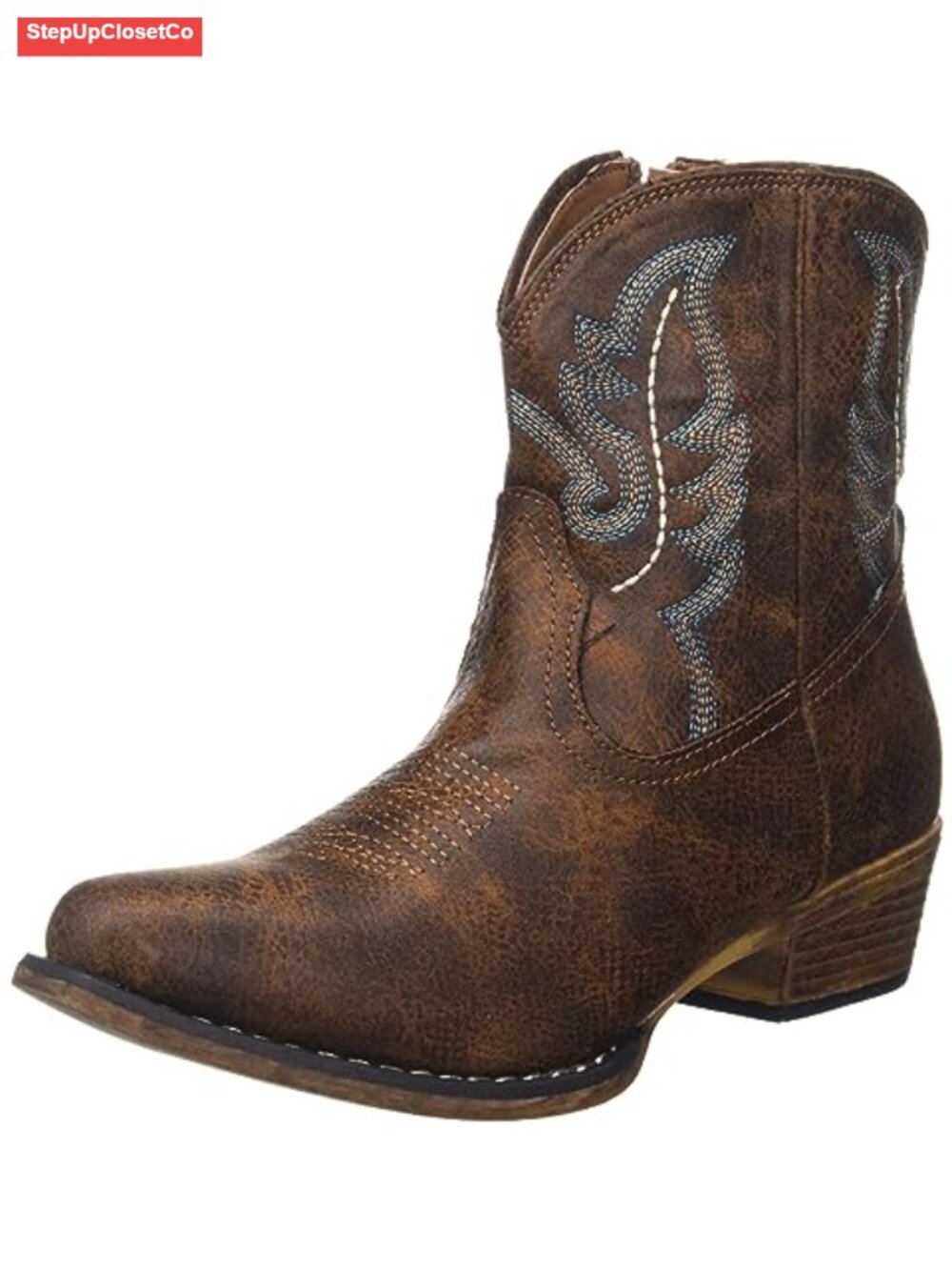 Faux Leather Snip Toe Western Boot with Cushion Insole